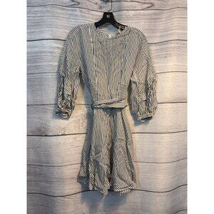 Maje Roxby Striped Mini Dress in White Cupro Size 1/S